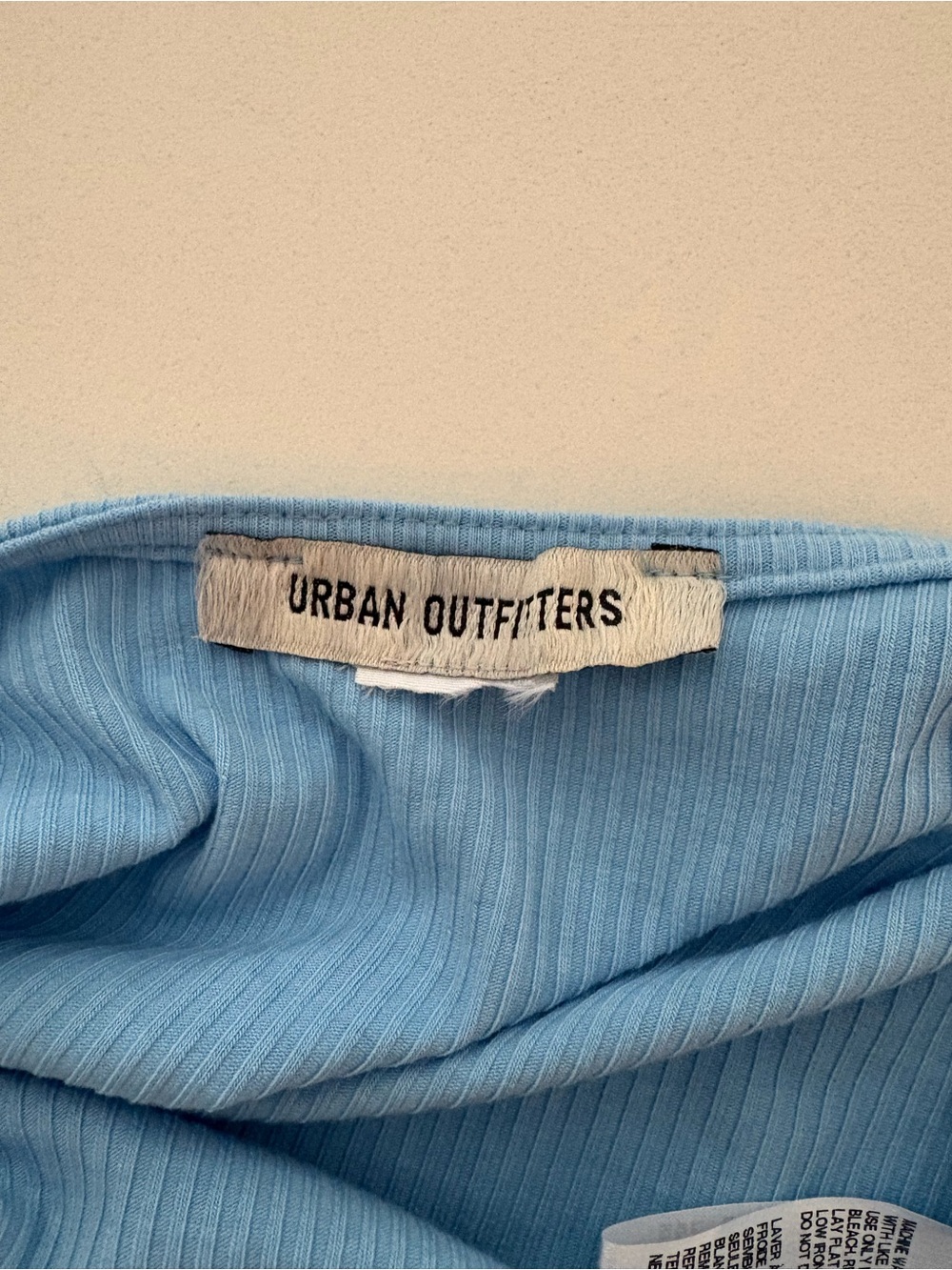 Blue Ribbed Short Sleeve Backless Top - Picture 3 of 3
